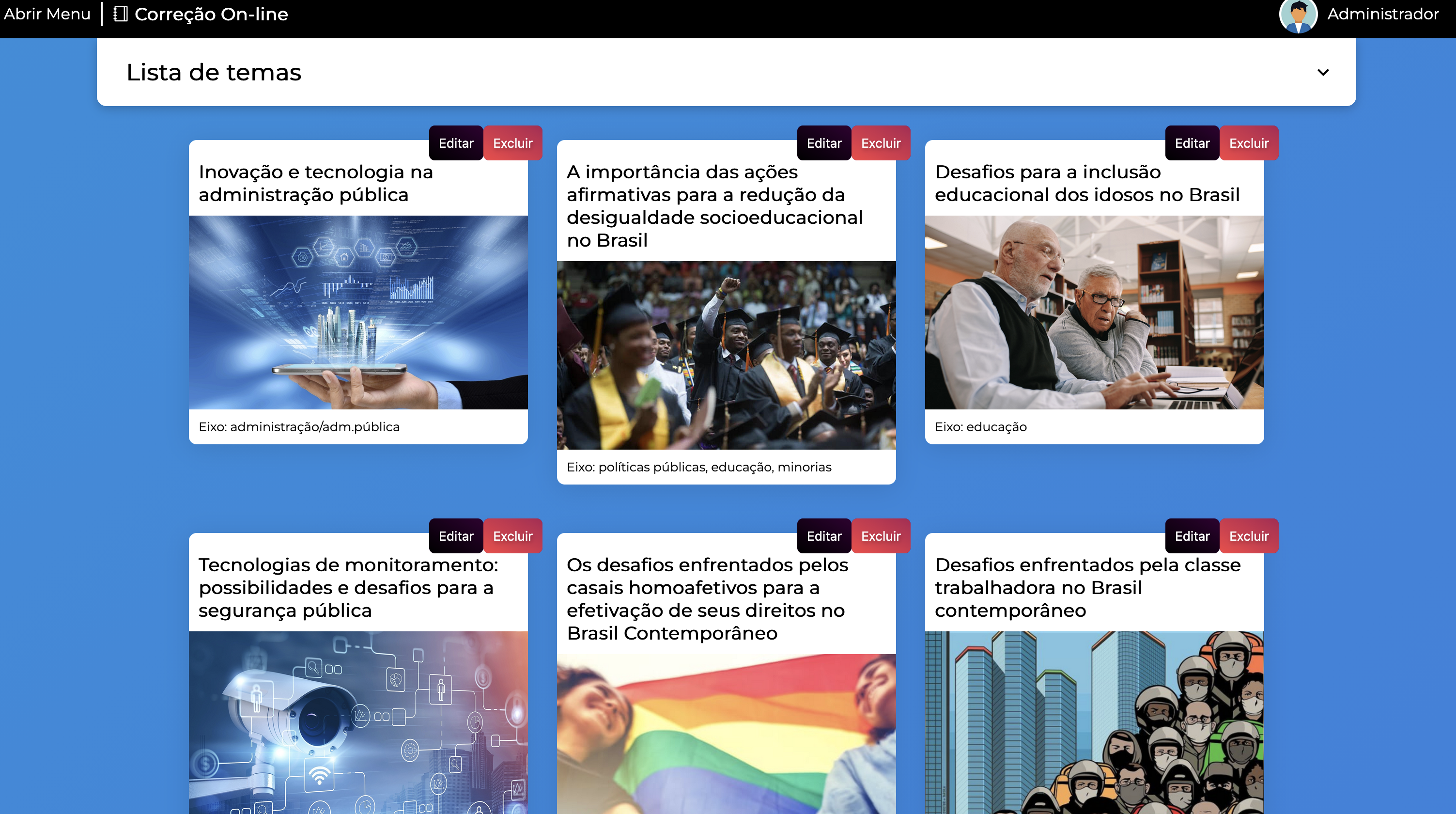 Lista de Temas de Redação